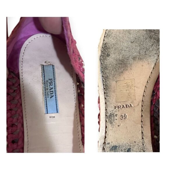 Prada Round Toe Multicolor Woven Leather ballerinas Flats, Size 39 EU, Pink mult - Picture 8 of 9